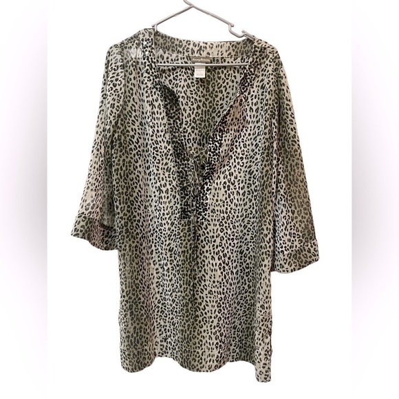 Tommy Bahama Leopard Print 3/4 Sleeves Cover Up Size S - Picture 1 of 7